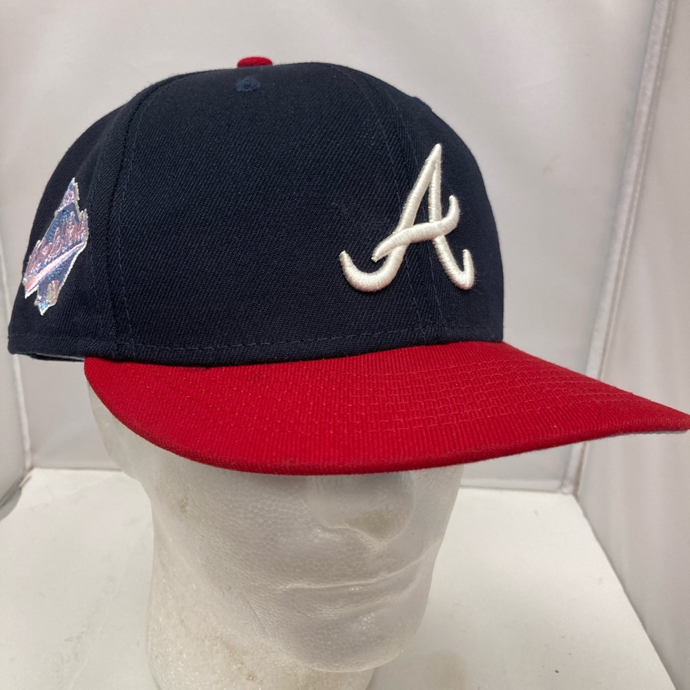 New Era 9Fifty MLB Atlanta Braves 1999 World Series Patch Pink Fitted Hat Size 8